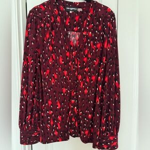 Karl Lagerfeld Black and Red Pleated Blouse